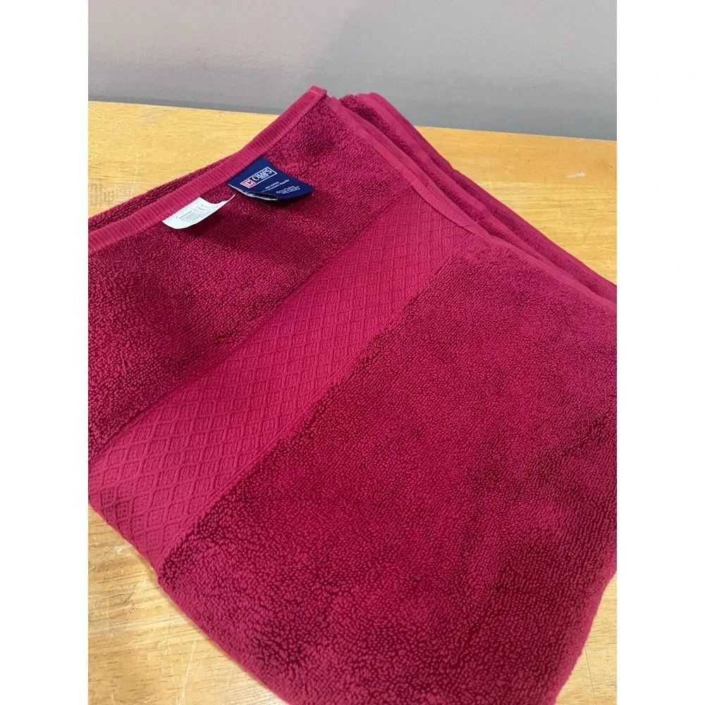 Chaps Home Cranberry Red 100%‎ Cotton Bath Towel 30x58 Made in Turkey NWT